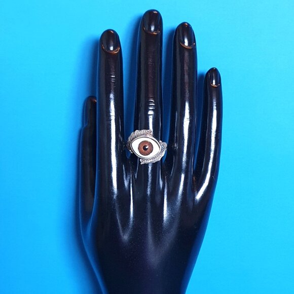 One of a Kind Bold Vintage 925 Sterling Silver Evil Eye Protection Ring - Picture 14 of 14